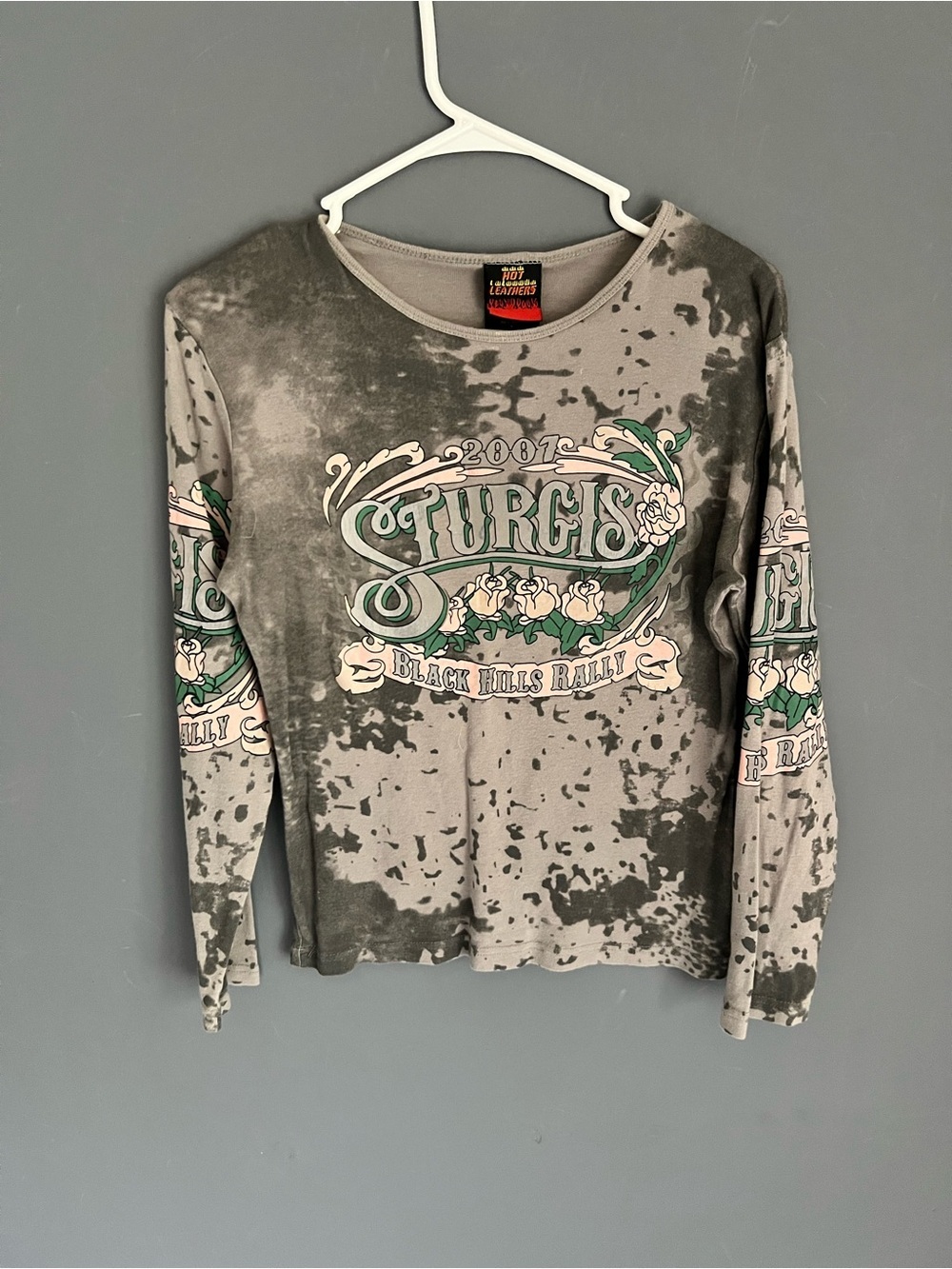 Hot Leathers Sturgis Motorcycle T-Shirt Women's L Tie-Dye Y2k Biker Shirt Tee